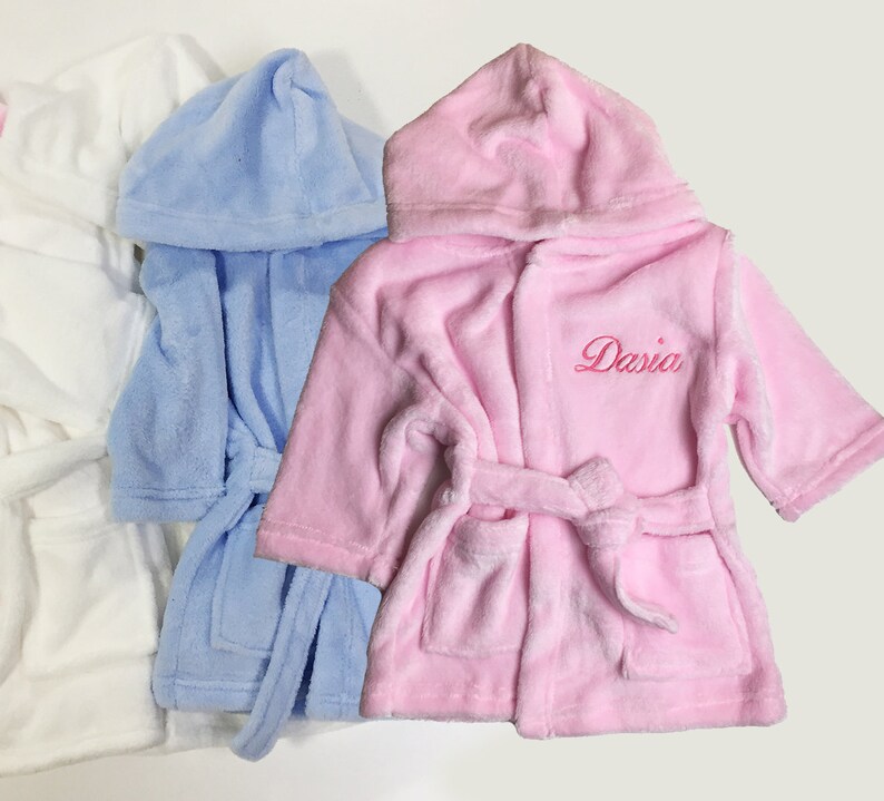 Personalised Embroidered Baby Robe Dressing Gown Towel Hat Etsy