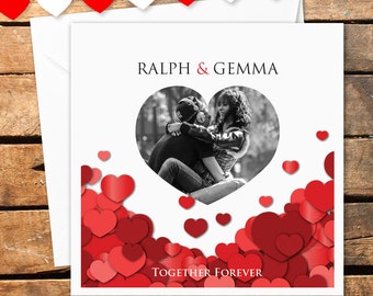 Personalisierte Happy Valentinstag Herz Fotokarte für sie für ihn Freund Freundin Mann Frau paar Partner ich liebe dich