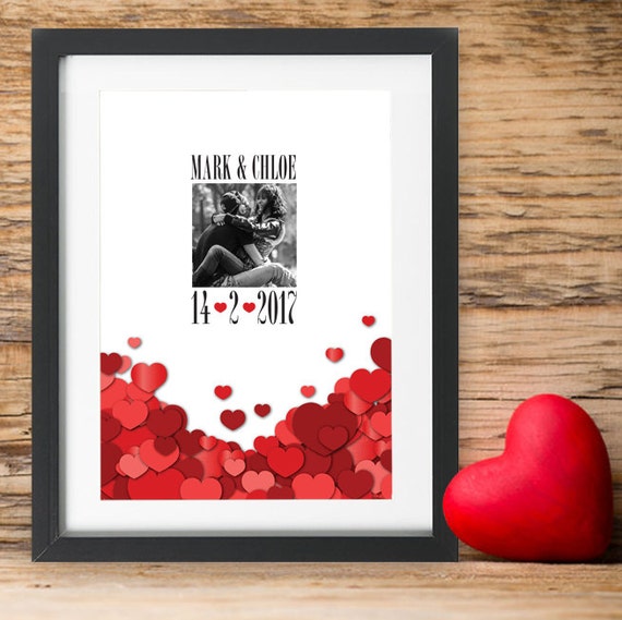 Valentines Day Gift Personalised Canvas Print Heart Photo Picture Frame 