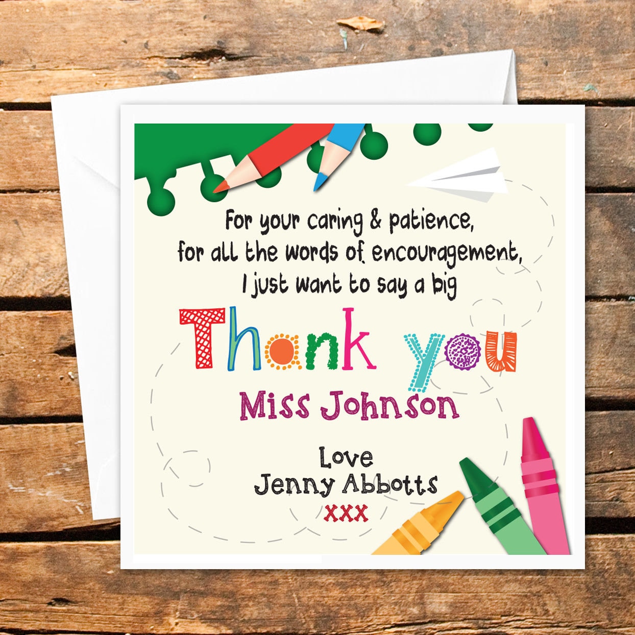 Handmade Personalised Thank you Card, for him , for her, special person,  thanks