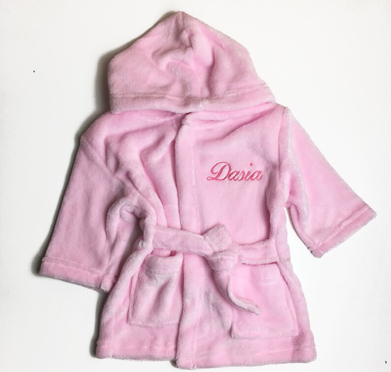 Personalised Embroidered Baby Robe Dressing Gown Towel Hat Etsy