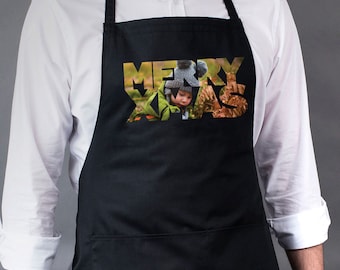 Merry Xmas Personalised Christmas Apron - Daddy Grandad Step Dad Husband Boyfriend Fiancee Wife Girlfriend Family Gift Present from Him Her