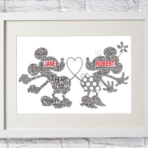 Personalised Disney Mickey and Minnie Mouse Word Art Cloud | Etsy