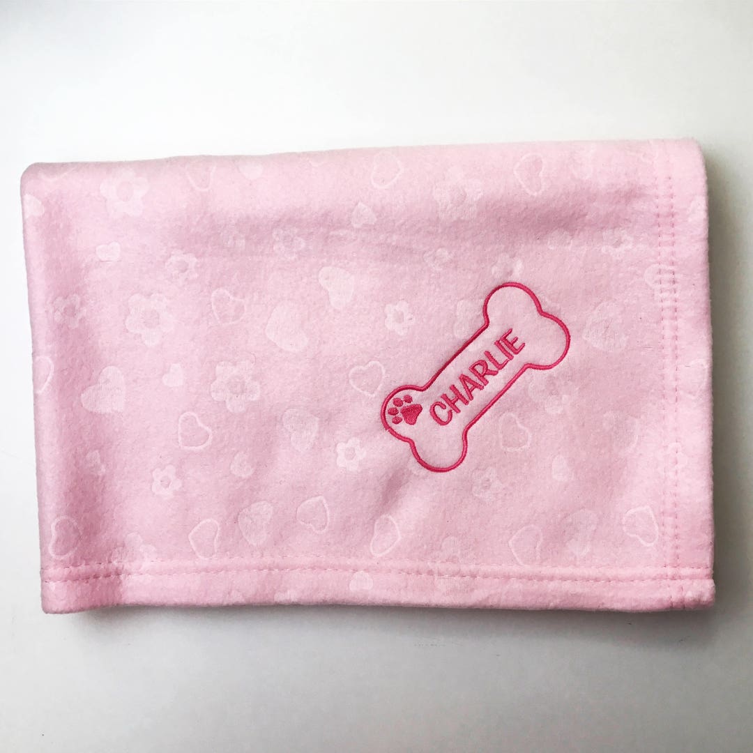 Personalised Embroidered Dog Fleece Blanket Patterned for Dogs and