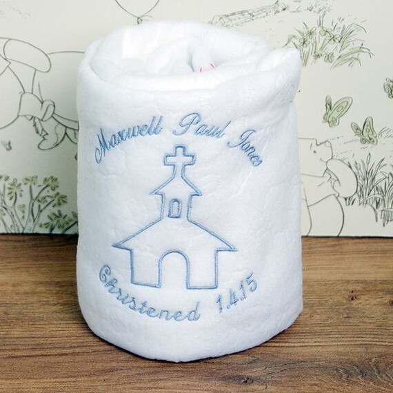 Personalised Embroidered Cute Baby Boy Blanket Birth//Christening Gift New Baby