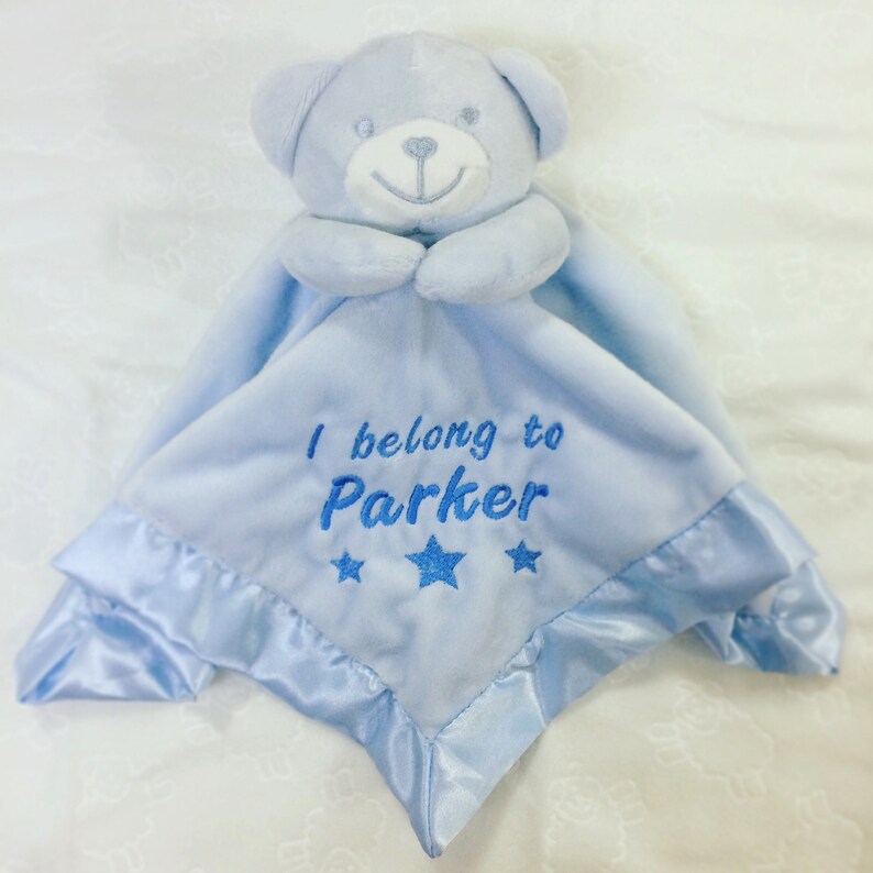 Personalised Embroidered Teddy Bear Baby Comforter Blanket | Etsy