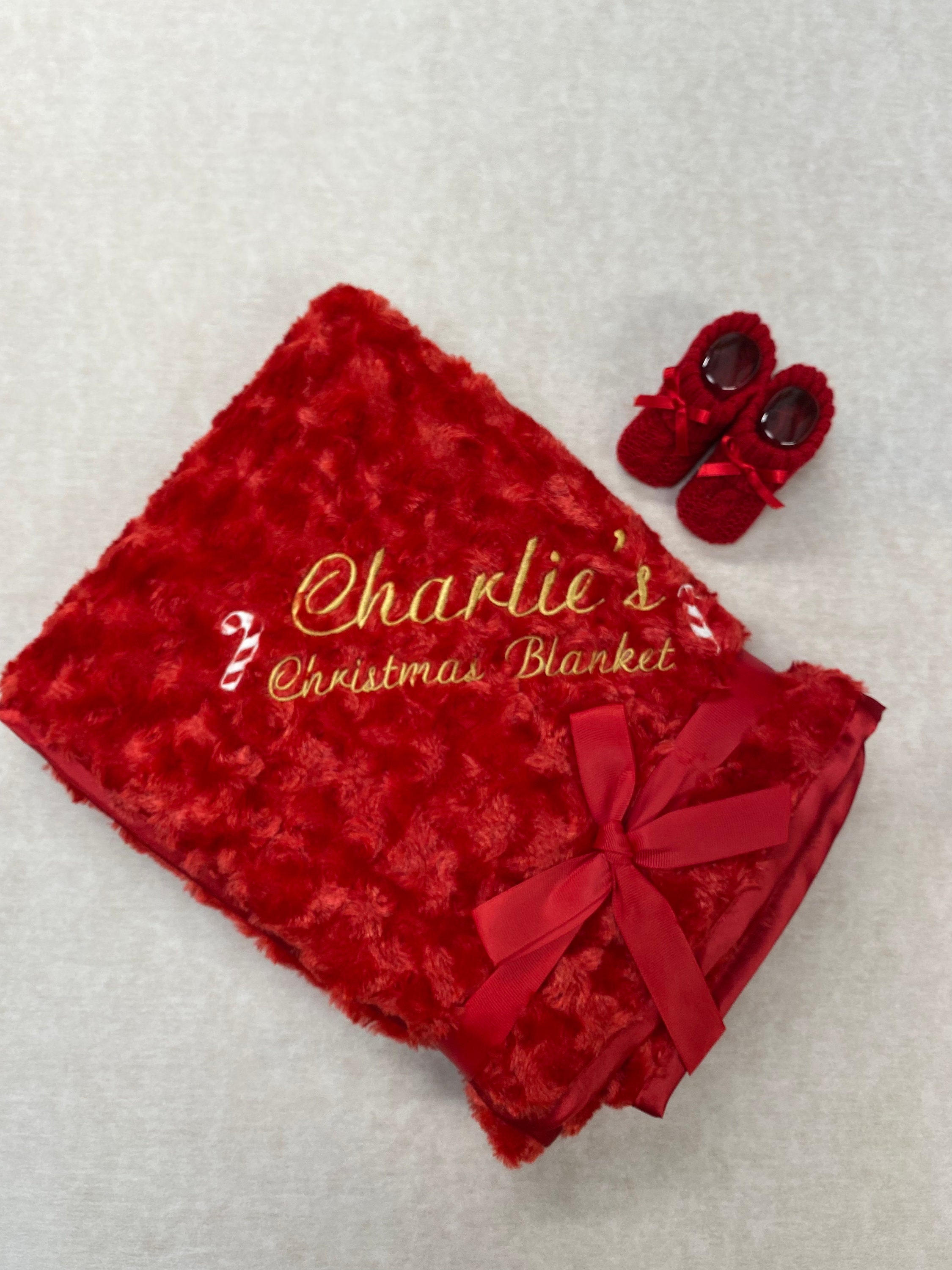 Personalised Christmas Baby Blanket Embroidered Super Soft Etsy