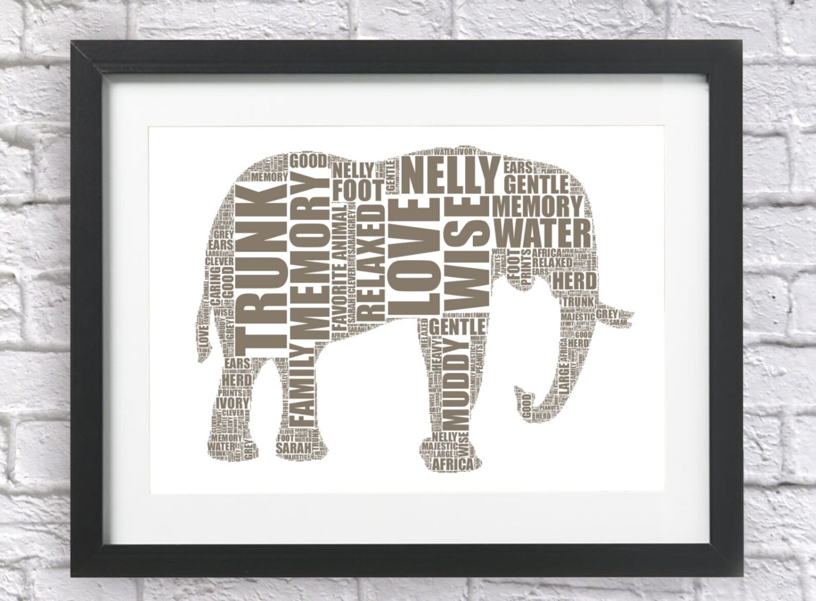 Elephant Word Art Print Personalised Elephant Print Etsy