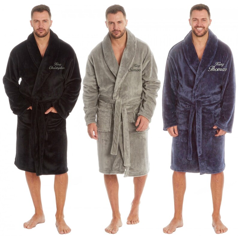 Personalised Embroidered Mens Robe Dressing Gown Bathrobe Etsy