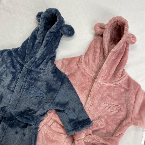 Boys Girls Fleece Bathrobe, Hooded Toddler Soft Fuzzy Robe For Kids 1-6