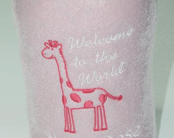 Personalised Embroidered Baby Giraffe Fleece Blanket Patterned Boys & Girls New Born Christening Gift Baptism Keepsake Welcome To The World