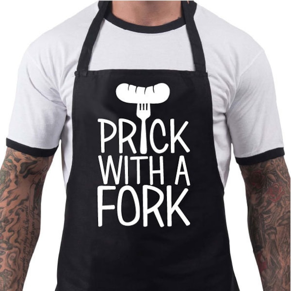 Prick With A Fork Apron - Grandad Dad Step Dad Daddy, Gift Present Funny, Fathers Day, Birthday, Christmas, BBQ Kitchen Chef, Novelty Rude