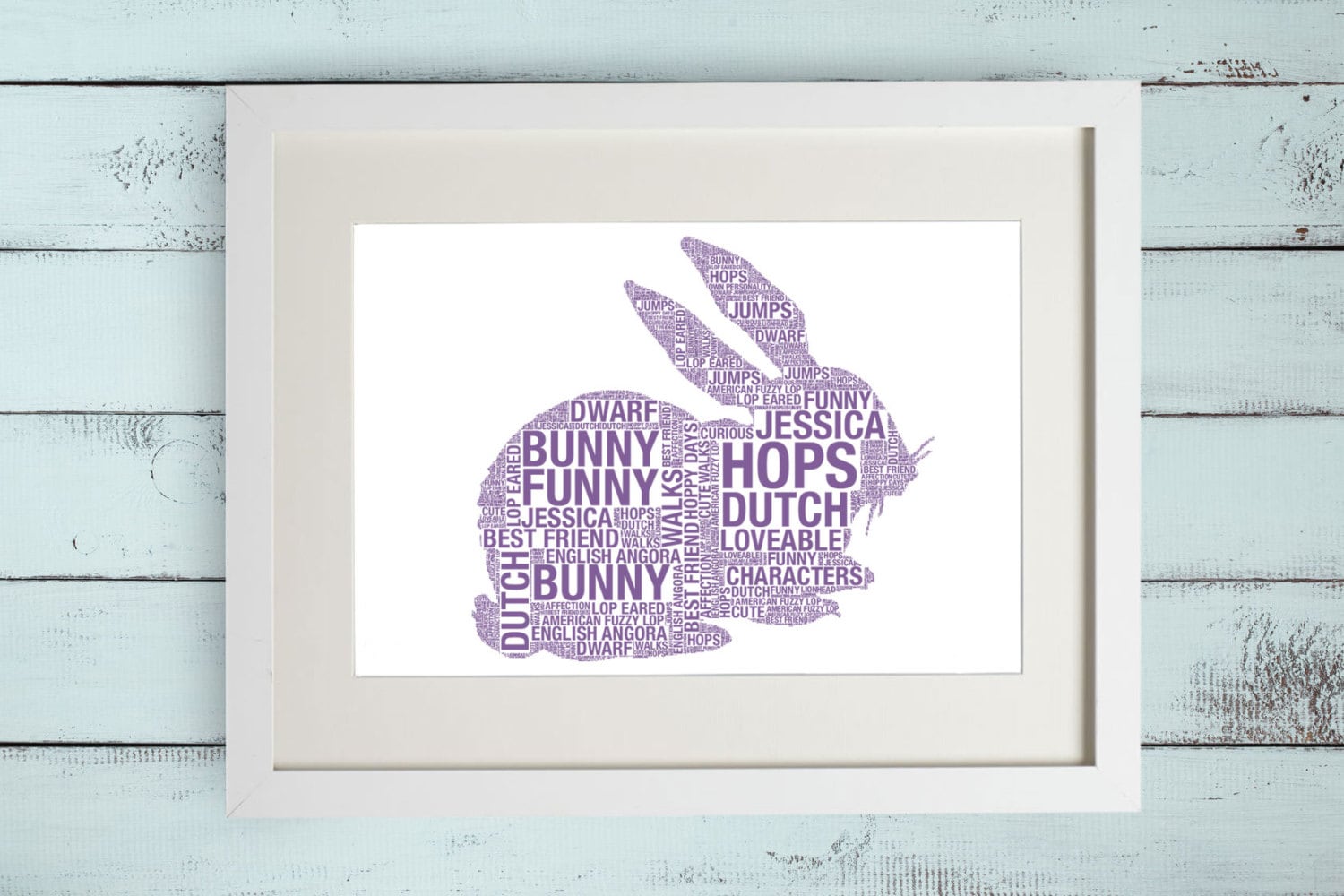 Bunny Rabbit Word Art Print Personalised Rabbit Print Pet Etsy UK