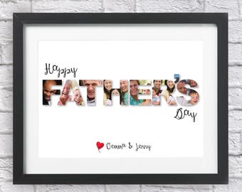 Personalised Happy Father's Day Photo Print Word Art Collage Memories Bespoke Gift With/Without Frame Dad Daddy Grandad Granda