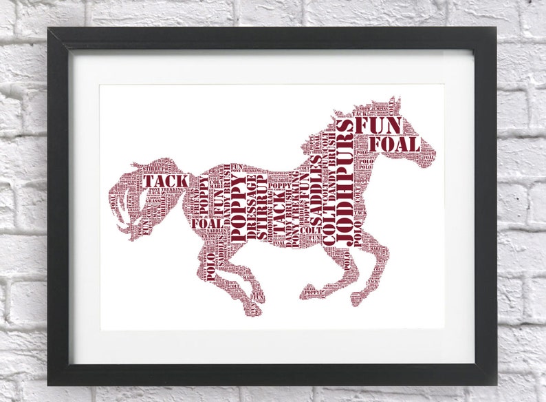 Horse Word Art Print Personalised Horse Print Horse Etsy