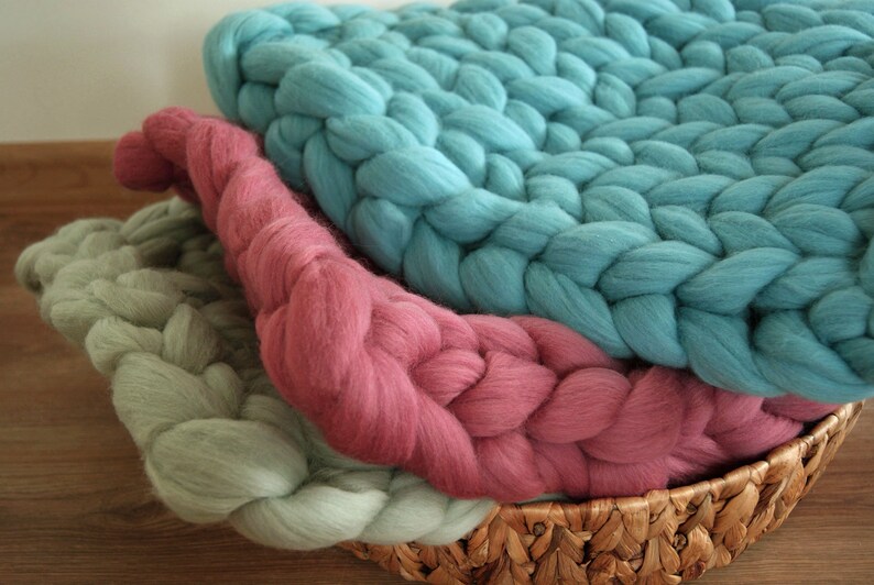 basket stuffer merino wool blanket bump blanket Newborn wool blanket chunky wool blanket hand knitted blanket newborn photo prop