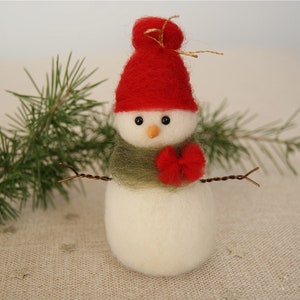 Needle Felted Snowman, Christmas Snowman - Etsy