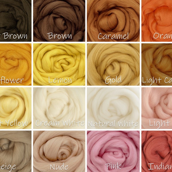 Merino wool roving, Wool for felting, Wool tops, Colored wool