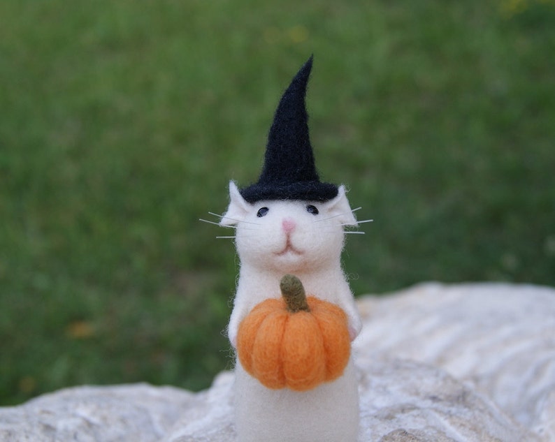 Halloween mouse with a pumpkin Needle felted mouse Needle Etsy