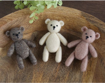 Needle felted teddy bear, toy for photo session