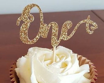 1st Birthday Cup Cake | One year old |mini topper | Happy Birthday | modern font heart writing