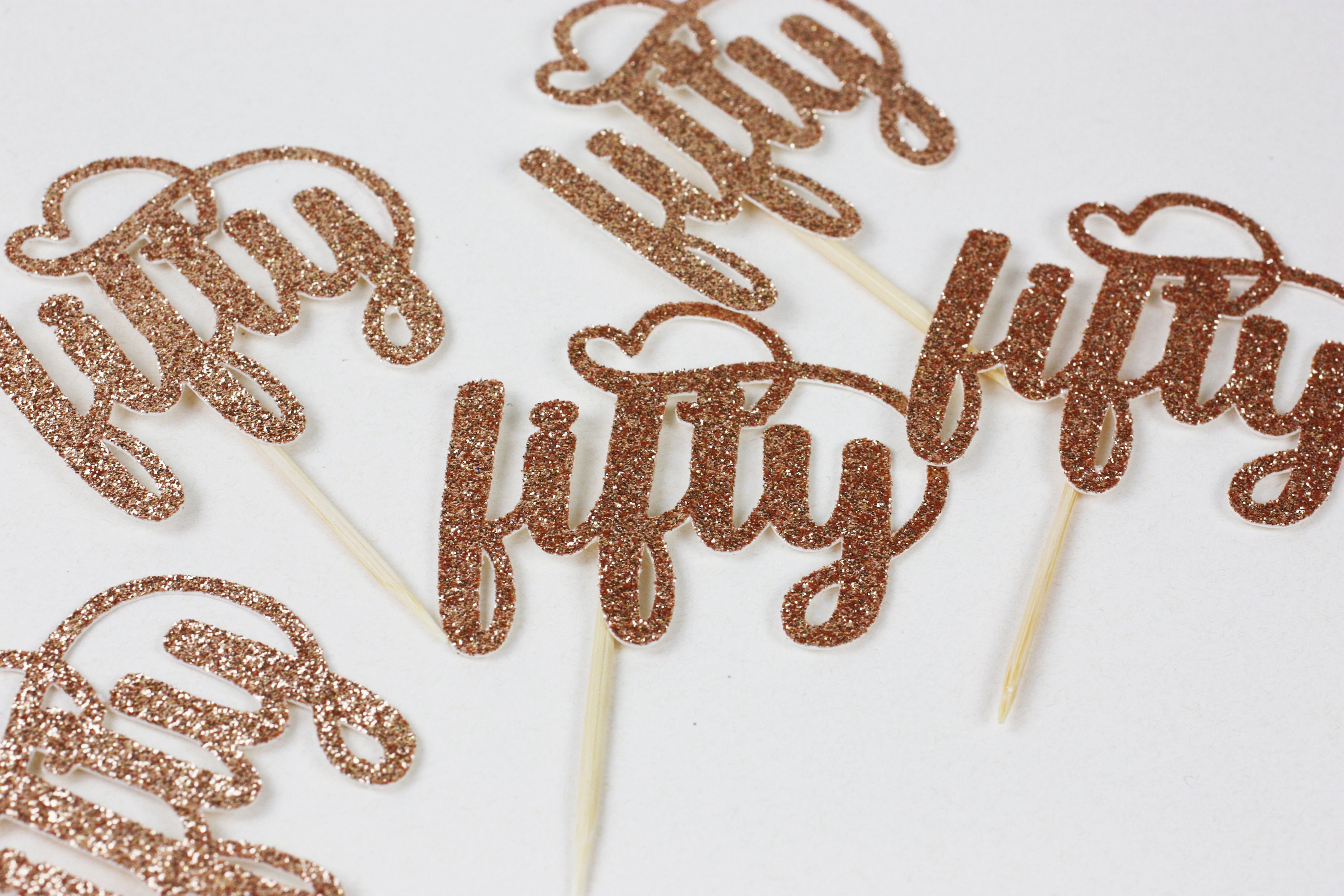 50th Birthday Cup Cake Fifty mini topper Happy | Etsy