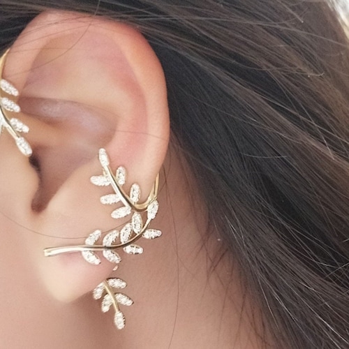 TRENDY 14k Gold Plated Leaf Ear Cuff Earring for Women Ear Etsy