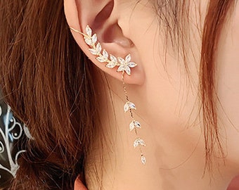 Chain Earrings Butterfly Tassels Ear Cuffs Cupid Angle Heart Tassel Ear Crawler Earring Climber Multi Layered Studs Cuffs Ear Wrap Pin Vine Charm Clip On Jewelry