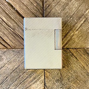 S. T. Dupont ライター - ライン1 - スモールモデル - 斜めラインデザイン - シルバーメッキ - ヴィンテージ