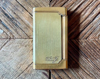 Davidoff lighter - Vertical line design - Gold plated - Vintage