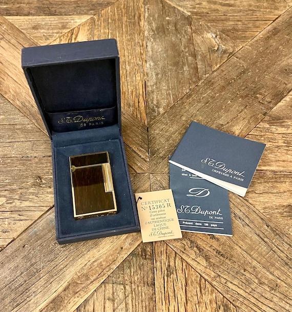 S. T. Dupont ライター - ライン2 - ブラウン中国製漆塗り - 金メッキ