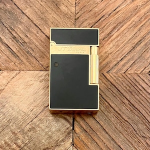 S. T. Dupont ライター - ライン2 - ラージモデル - 黒漆塗り - 金メッキ - ヴィンテージ