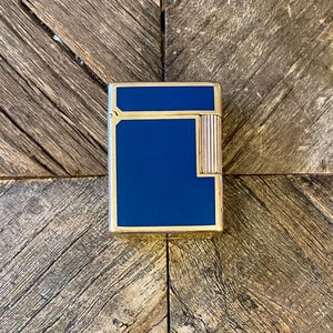 S. T. Dupont Feuerzeug - Line 1 - Kleines Modell - Blauer chinesischer Lack - Vergoldet - Vintage