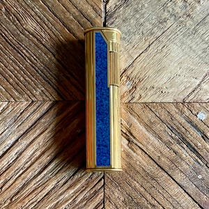 Dunhill Feuerzeug - Lapislazuli-artiger chinesischer Lack - vergoldet - Vintage