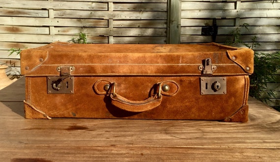 Old nubuck suitcase - Ancienne valise en nubuck