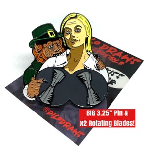Leprechaun 2 Enamel Pin w/ Rotating Blades Rare Collectible Horror Movie Pins