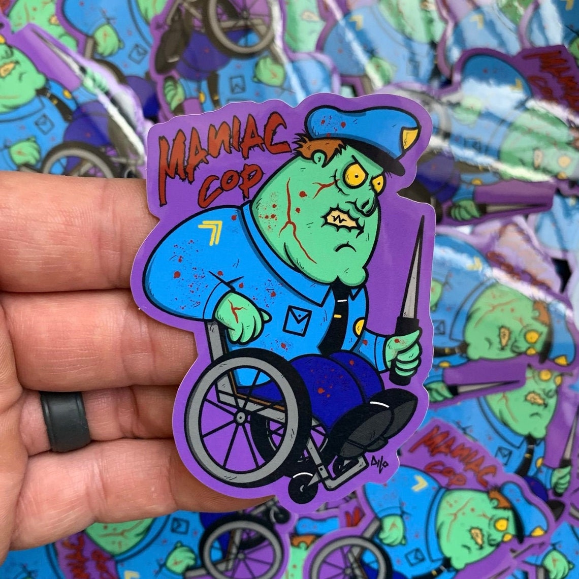 Maniac Cop Sticker Funny Classic Horror Mashup Stickers Etsy