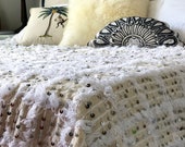 Moroccan Berber Wedding Blanket Handira, virgin wool, bed cover, throw Bohemian Tribal Handira Berber