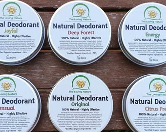 100% Natural Deodorant, Vegan, Made with Organic Ingredients | Effective Deodorant That Works - No Aluminium, Parabens - Plastic Free