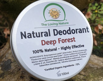 Deep Forest Natural Deodorant For Men - Organic Ingredients, Vegan Friendly, Highly Effective | Handmade in the UK