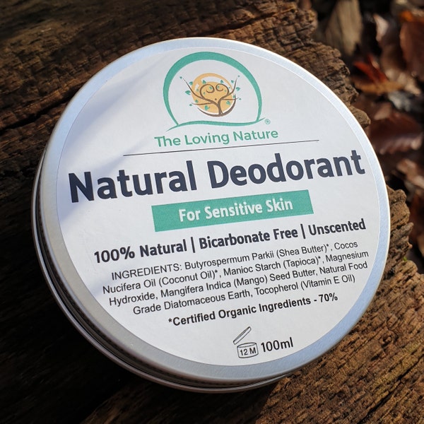 All Natural Deodorant for Sensitive Skin - Organic Ingredients | Unscented, Bicarb Free, Vegan Deodorant For Men, Women & Teens - Made in UK