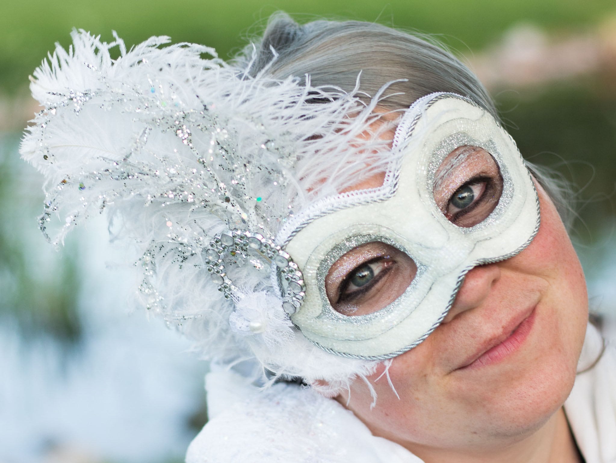 White Winter Queen Mask, Handmade Paper-mache Masquerade Mask