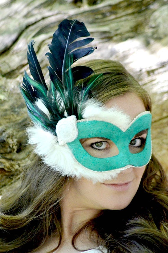 Masquerade Mask Feather Masks (HANDMADE W REAL FEATHERS) Black swan w/ feathers – Maskarade on Royal – New Orleans  main image 2