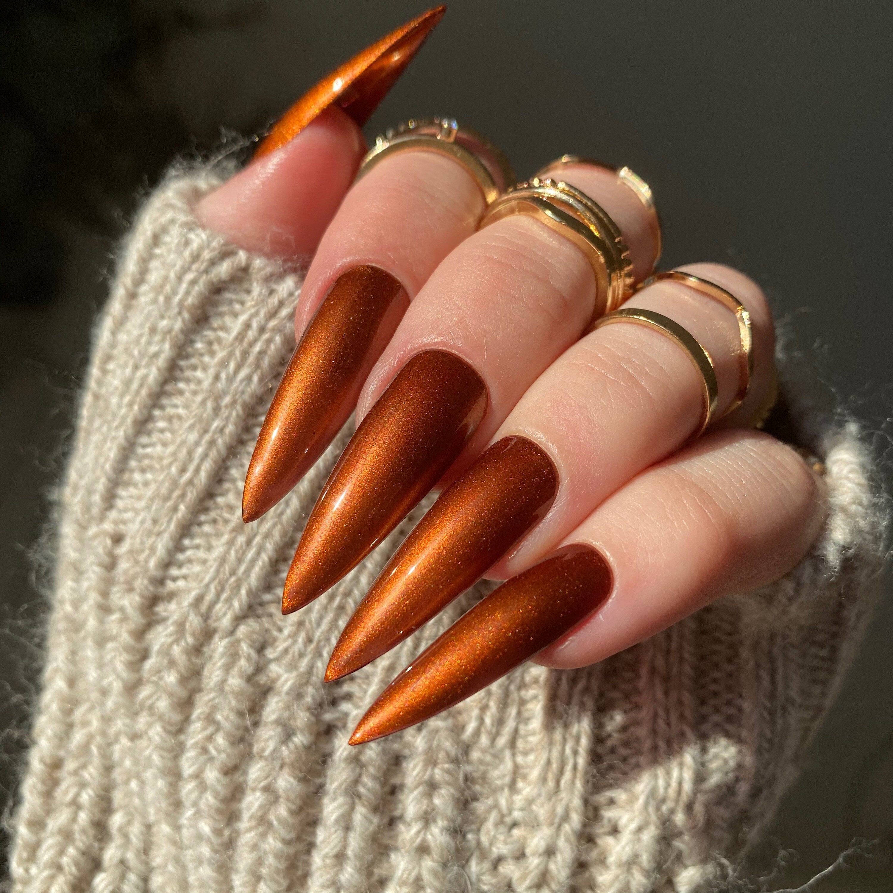 Fall Chrome Press Ons // Salon Reusable Gel X Stick on Nails - Etsy