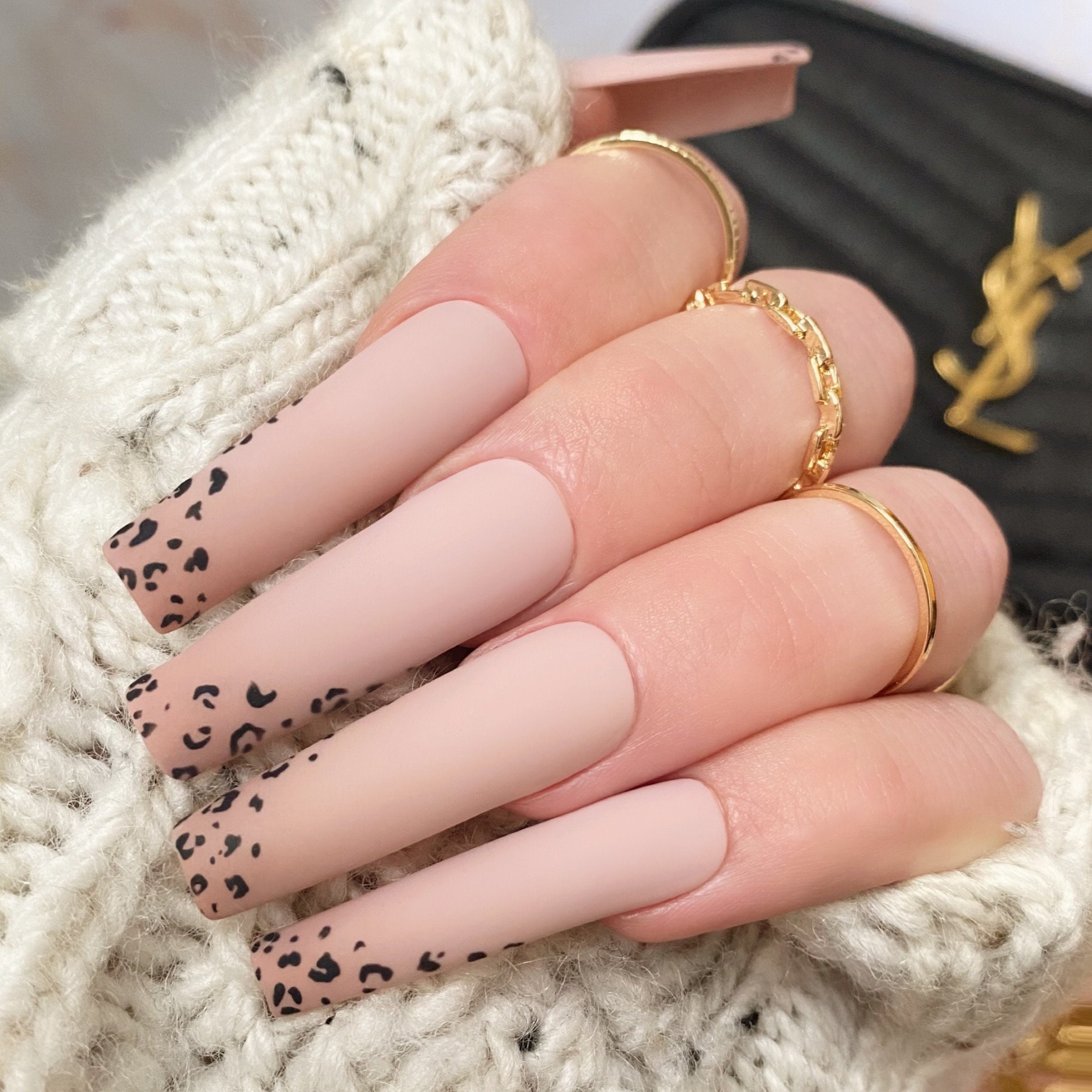 Leopard Print Press on Nails // Salon Reusable Gel X Stick on - Etsy Israel