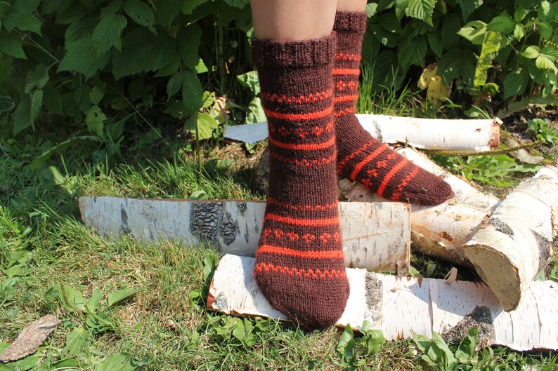 Women/'s hand knit winter socks Handmade Knitted Warm Wool Sock