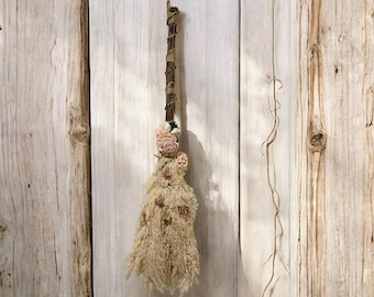 Dried Floral Witch's Broom Besom Life Size 36inch, Protection, Altar Protection, Witchcore, Cottage Home Decor, Witchcraft Unique Gifts