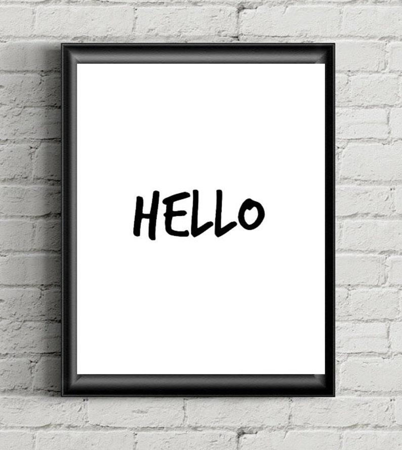 Hello Wall Print/simple/black/white/wall Art/art Etsy
