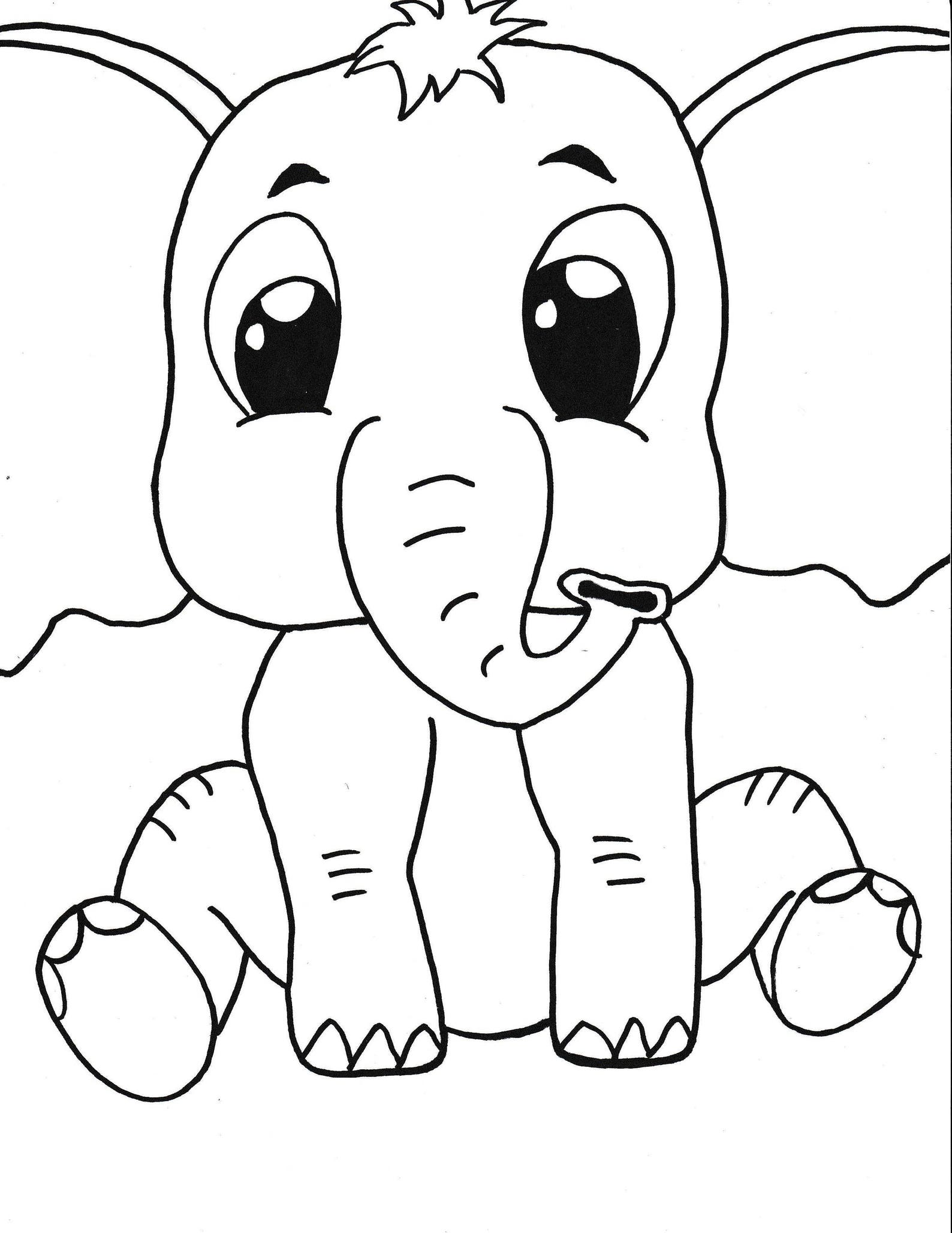 Baby Elephant Printable Coloring Page,kids,coloring,instant Download