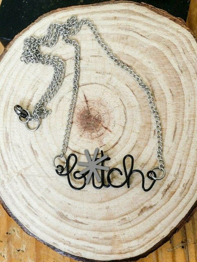 Btch Necklace Curse Word Necklace Cuss Necklace Boss Btch Etsy